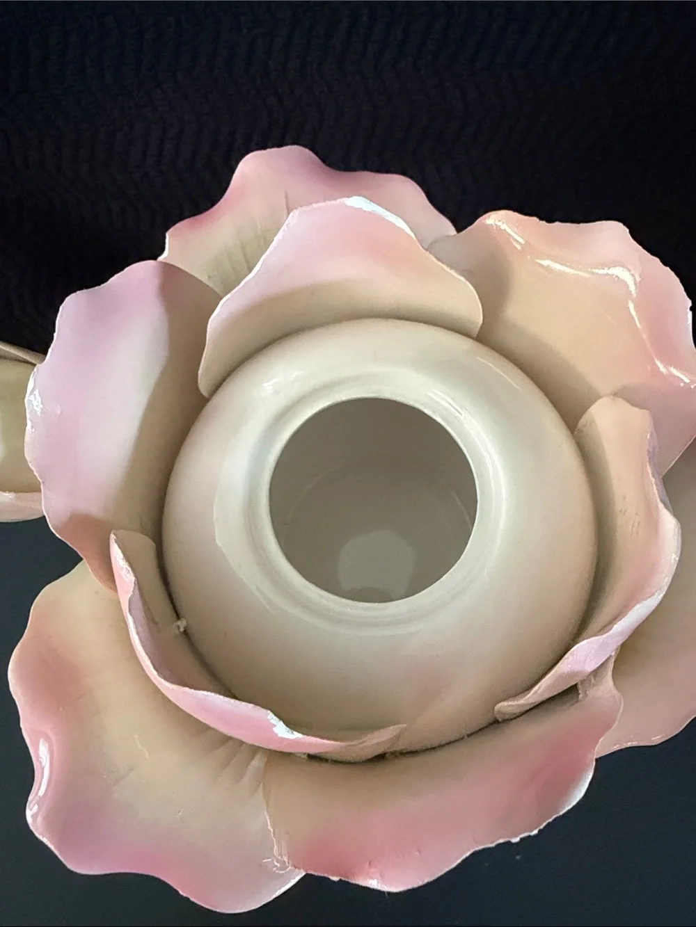 Handcrafted Pink and Cream Porcelain Flower Teapot w/Lid